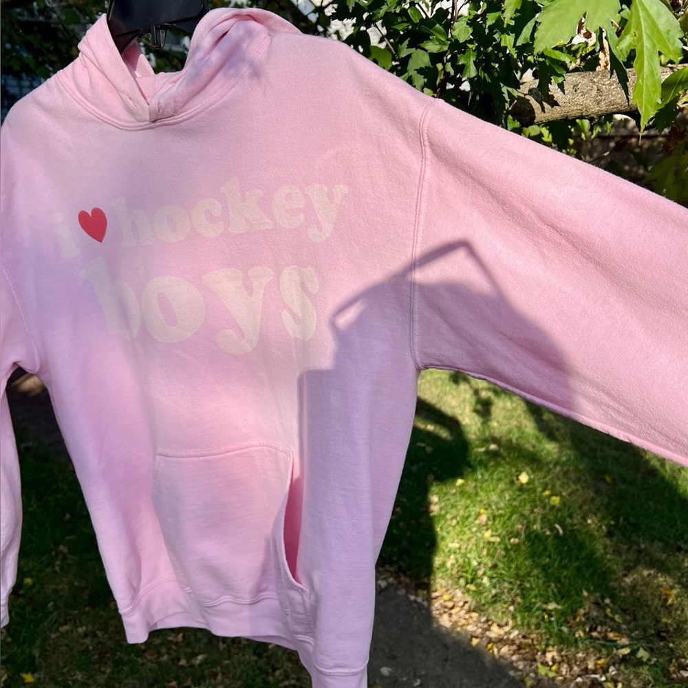Baby Britney Pink Love Hockey Boys Hoodie Sweatshirt S M teen Barbie sporty y2k